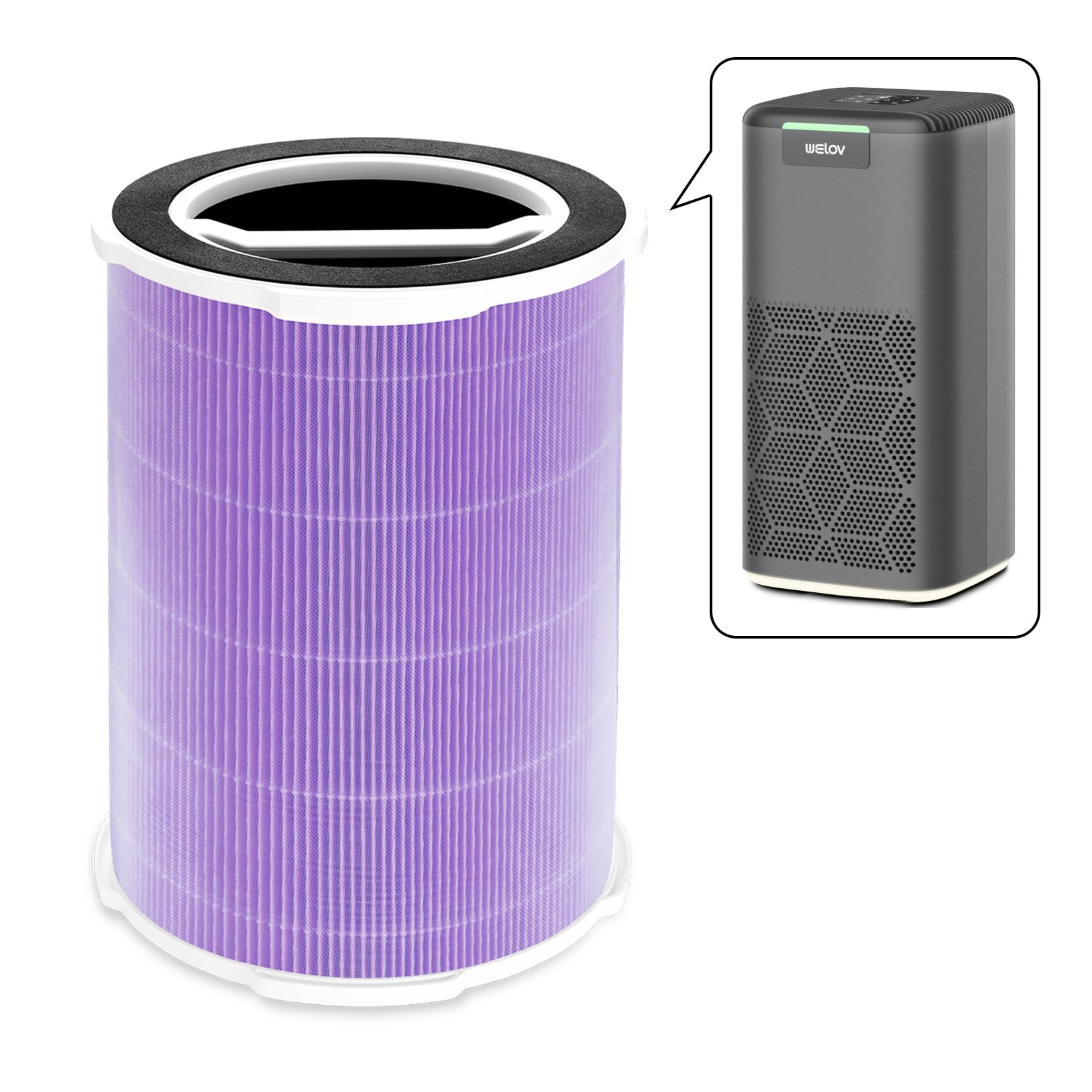 WELOV P200S/P200 Pro Toxin Absorber Filter, 3-in-1 H13 True HEPA and High-Efficiency Activated Carbon Filter for formaldehyde, Toxins, Wildfire Smoke, Kitchen Odors