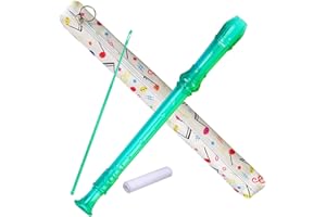 Auteey 8 Hole German style Descant Soprano Recorder for Beginners, Kids recorder Music Flute with Gift Case Bag Cleaning Rod (Crystal Green)