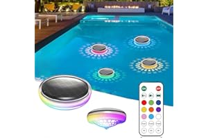 Solar Floating Pool Lights, 2 Pack Rechargeable RGB Pool Light with Remote Control, 9 Lighting 3 Mode, IPX7 Waterproof for Sw
