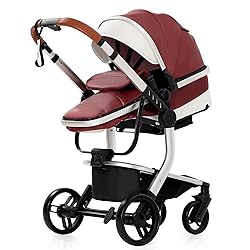 Aveainelle PU Leather 2 in 1 Baby Stroller with