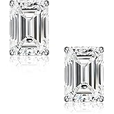 SMILEST 0.8-2CT Emerald Moissanite Earrings for Women Men, Lab Created Moissanite 925 Sterling Silver Moissanite Stud Earrings Birthday Gifts Earrings for Women Men
