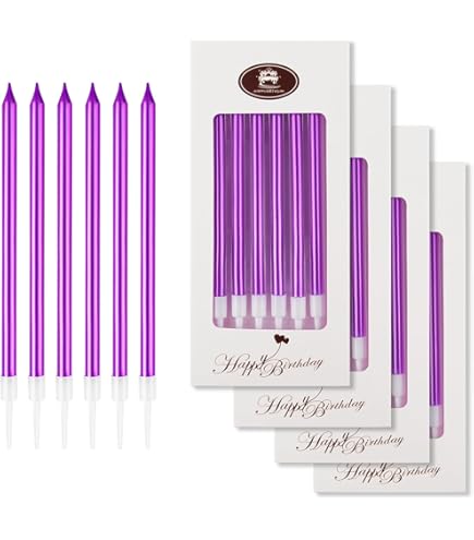 Aazon.co: Birthday Candles - 24 Count Long Thin Purple Birthday...