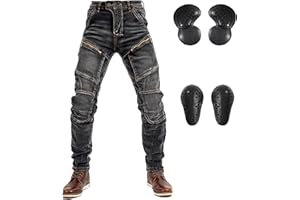LOMENG Motorcycle Riding Pants Motocross Ricing Jeans Motorbike Denim Jeans with CE Removable Armored for Men