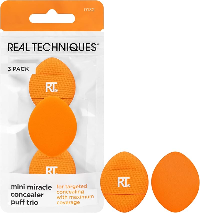 Real Techniques Mini Miracle Concealer Puff Trio 3 Count Vegan Cruelty Free