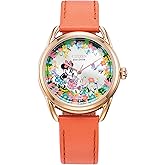 Citizen Eco-Drive Ladies' Disney Minnie Mouse Gardening Watch, Gold Tone with Coral Strap, Floral, 3-Hand Date, 36mm (Model: FE6087-04W)