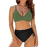 Edelqual Women High Waisted Bikini Sets Tummy Control Swimsuits Two Piece Bathing Suit 2025 Full Coverage Swimwear