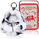 Sevflow Bunny Cute Keychain with Tin, Handmade Plush Bunny Keychain Accessories for Women, Adorable Charm for Phones Bags