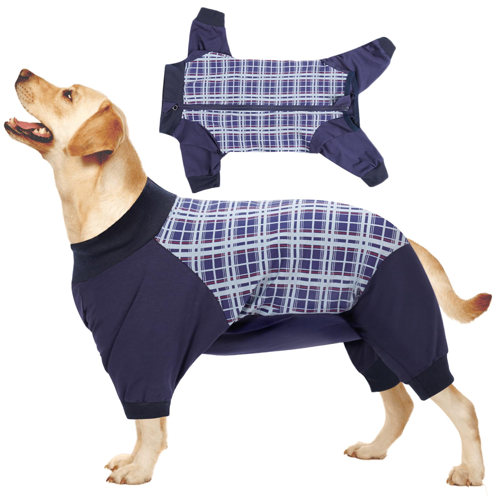 HEYWEAN Dog Recovery Suit - Long Sleeve Dog Bodysuit With Zip - Cone E-Collar Alternative