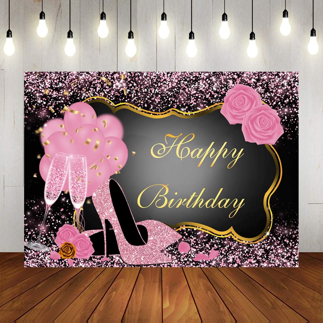 Sweet Pink Happy Birthday Backdrop Rose Shiny Sequin Amazon.co.uk