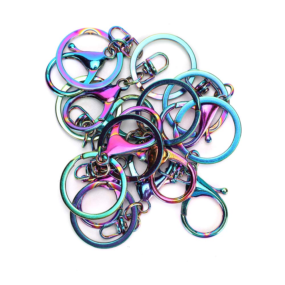 Atyhao Lobster Clasps, 9Pcs Colorful Metal Swivel Clasps Key Ring Clips for Key Chains Key Ring Clips for Key Chains Bag Handles Jewelry Making Sewing Crafts
