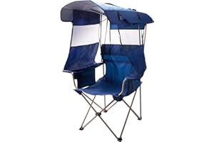 Huskfirm Camping Chair with Canopy Shade,Portable Folding Chair with UPF 50+ Sun Shade,Cup Holder,Side Pocket,Soccer Chair Adults for Camp,Beach,Outdoor Sports-Support 330 LBS Blue