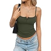 EasyGala Womens Cotton Ribbed Henley Tank Tops Square Neck Camisole Adjustable Spaghetti Strap Fitted Shirts Summer 2026
