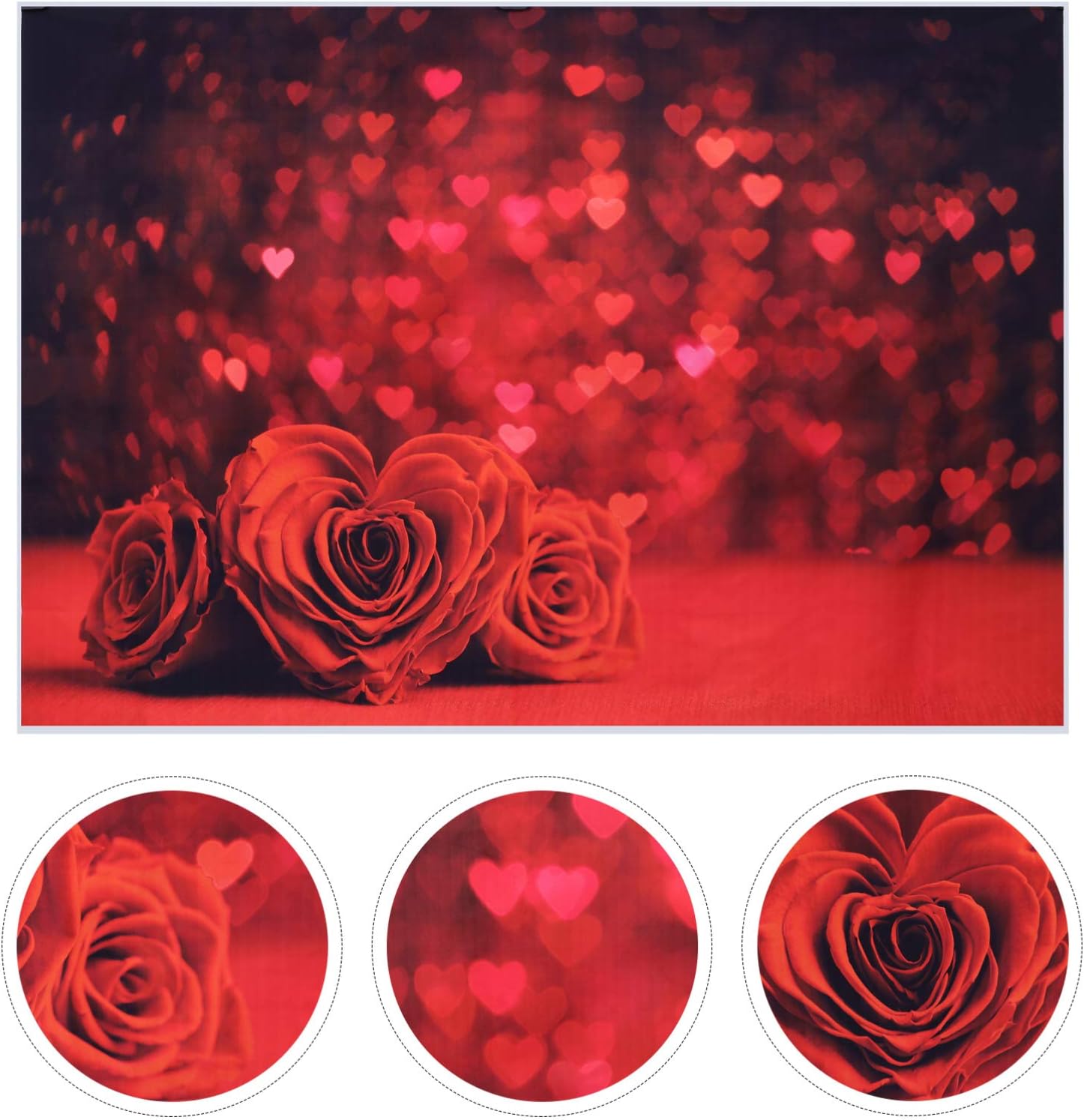 OSALADI Red Rose Floral Backdrop Wedding Party Photography Backdrop Valentines Day Party Photo Backdrops Photo Booth Props Pictures - Image 4