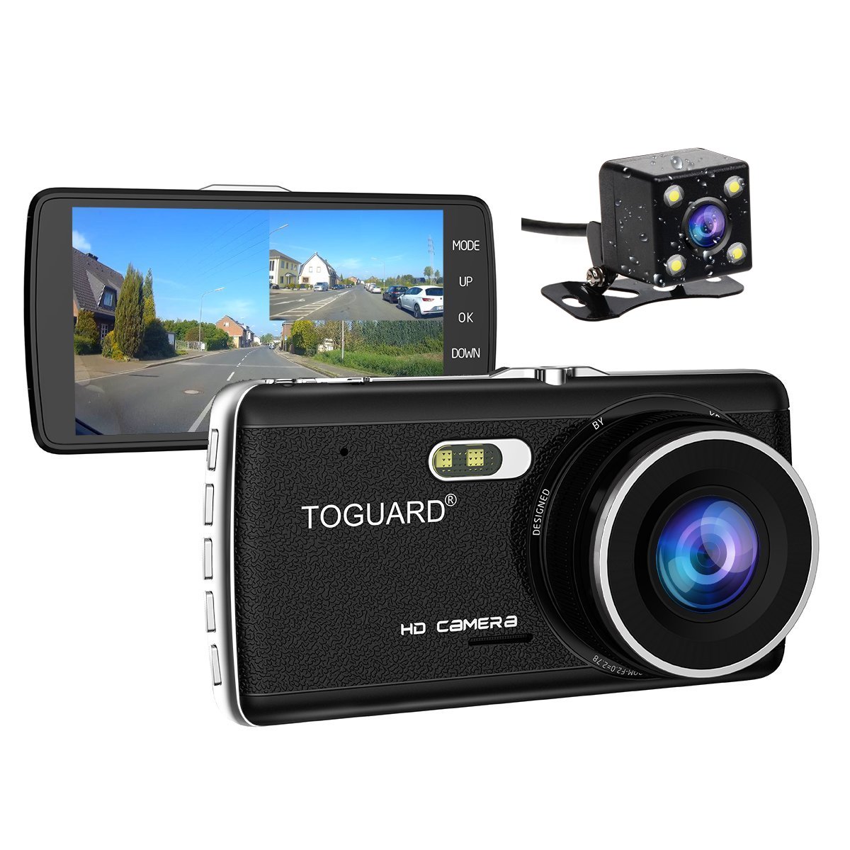 TOGUARD Full HD 1080P Dual Dash Dam 4.0 inch LCD Screen: Amazon.co.uk:  Electronics