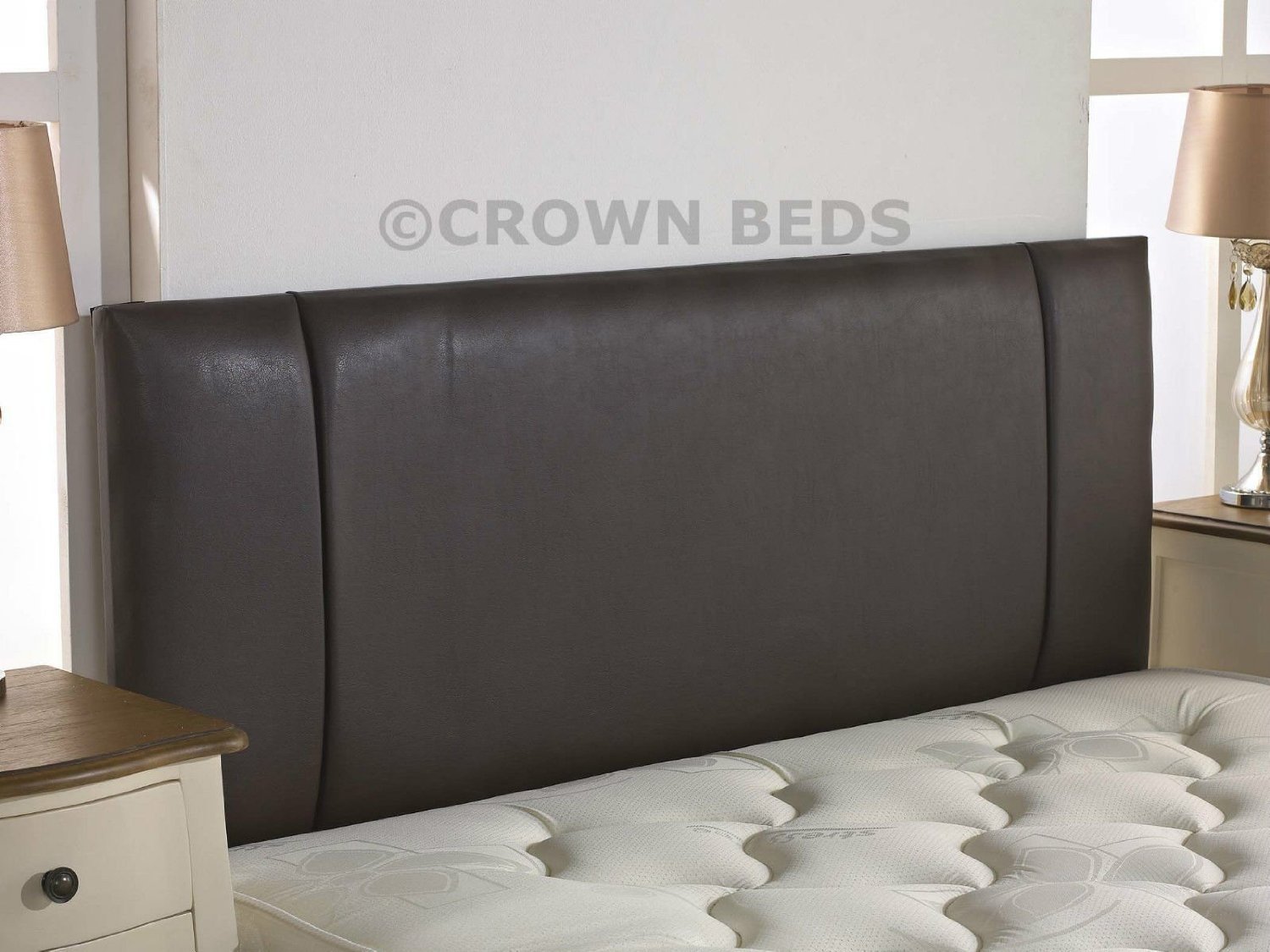CROWNBEDSUK QUALITY FAUX LEATHER PORTOBELLO HEADBOARD 2ft6,3ft,4ft,4ft6,5ft,6ft NEW!!!!! (2ft6 small single, brown)