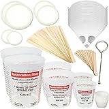 TCP GLOBAL Premium Paint Mixing Essentials Kit. Comes with 12 Mixing Cups, 6 Lids, 12 Wooden 12" Mixing Sticks, 12 Wooden Mini Mixing Paddles, 12 HQ 190 Mesh Paint Strainers & Paint Can Opener.