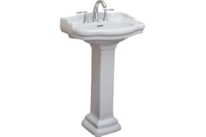 Fine Fixtures Roosevelt Bathroom Pedestal Sink – 22-Inch Small Pedestal Sink, Durable Vitreous China Ceramic with 4 Inch 3-Hole Bathroom Sink Faucet – Ideal for Modern Bathrooms