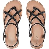 Luoika Women's Wide Width Flat Sandals, Flip Flop Casual Strapy Sandals Slip on Summer Beach Shoes for Women.