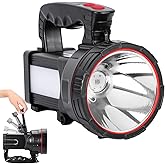 Vanvale Superbright LED Handheld Searchlight Tactical Waterproof Spotlight High Power Rechargeable Flashlights with Side Light USB Power Charger (White Light)