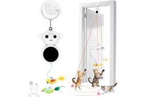 CATPICK JOY Interactive Cat Toys for Indoor Cats: 2 in 1 Laser Pointer Cat Toy with Automatic Flying Bird & Mouse Wand, Smart Motion Mode Adjustable Speed, USB Rechargeable Safe for Bored Kittens and Adult Cats