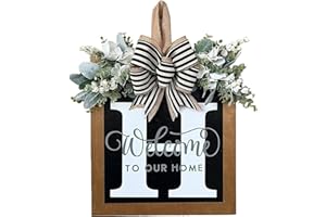 ELEFOCUS Last Name Front Porch Decor - Welcome Sign With 26 Letter Monogram (H) - Outdoor Decorations for All Seasons