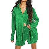 NUFIWI Women Y2K 2 Piece Pants Set Oversized Floral Printed Button Down Shirt High Waist Pants Outfits Summer Streetwear