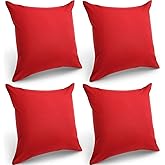 Boao 4 Pack Decorative Outdoor Waterproof Throw Pillow Covers Square Patio Balcony Garden Waterproof Cushion Case PU Coating Pillow Shell for Couch Bed Patio Sofa, 18 x 18 Inch(Red)