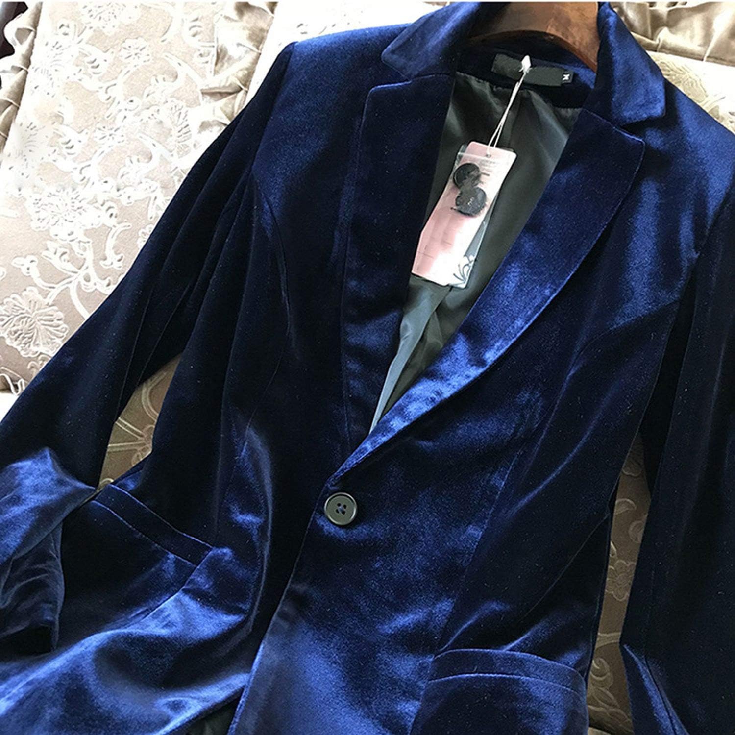 womens navy velvet suit