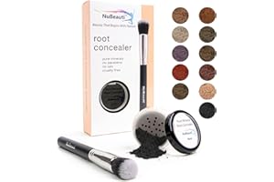 Hair Root Touch Up Powder – Root Cover Up Hair Powder – 11 True-to-Nature Root Concealer Shades – Zero Fragrance, Talc or Parabens – Hair Cover Hairline Powder by NuBeauti (With Brush, Black)