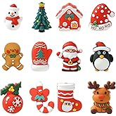 WEWAYSMILE 12 Pcs 3D Christmas Silicone Focal Beads for Keychain Making Bulk Focal Beads for Pens DIY Bracelets Necklaces Lanyards Beaded Craft Supplies