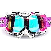 Motorcycle Motocross Goggles ATV Racing Goggles Dirt Bike Tactical Riding Motorbike Goggle Glasses, Bendable Windproof Dustproof Scratch Resistant Protective Safety Glasses (Pink)