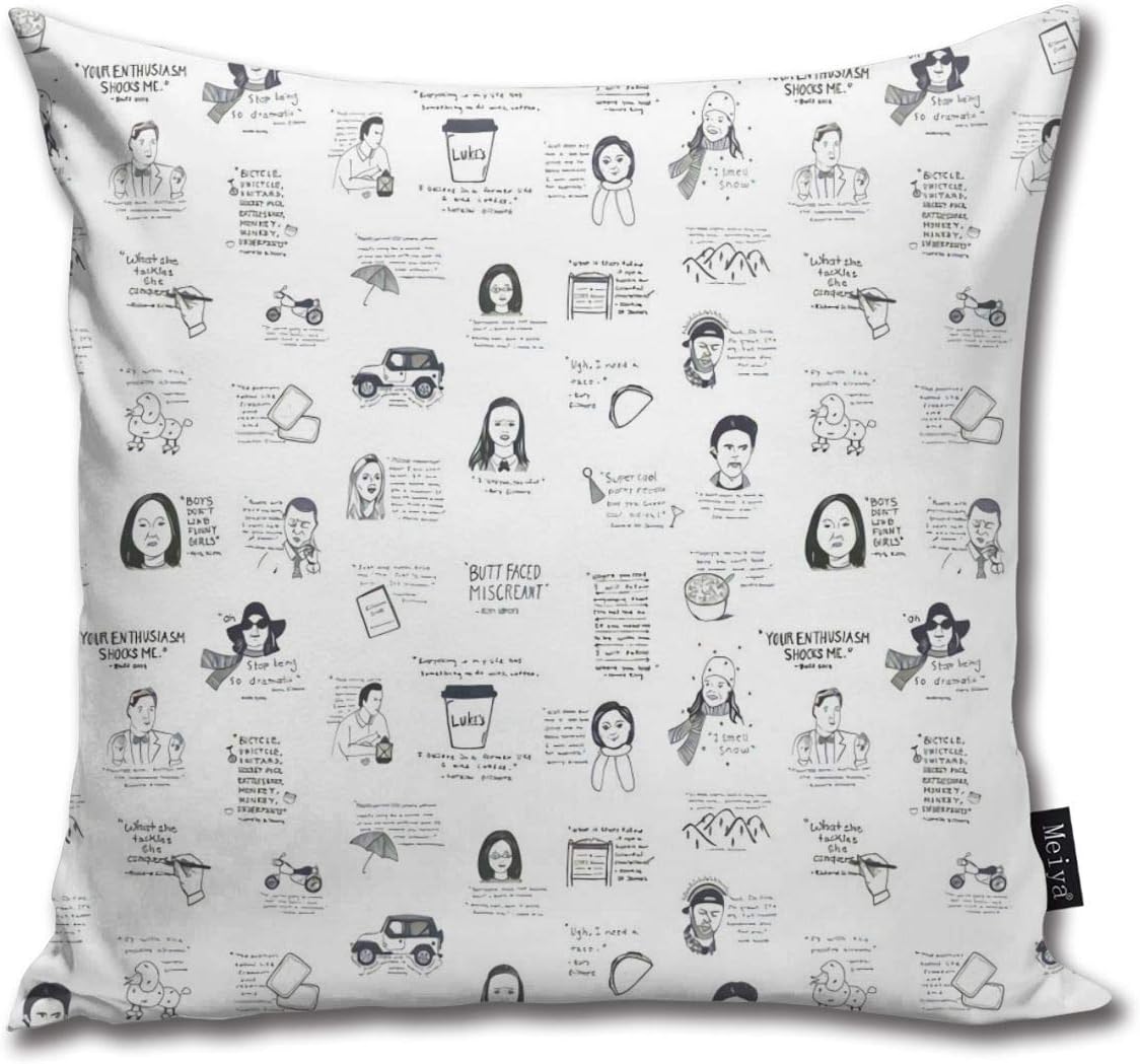 TopYYing Throw Pillow Cover Case for Bedroom Couch Sofa Home Decor Vintage Gilmore Girls Quotes Pattern Square 18x18 Inches