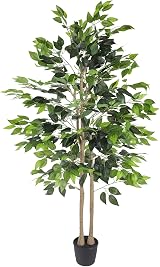 YOLEO 5.5ft Ficus Tree with White Planter Indoor Decorative Plant view 6