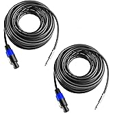 Yoico 2Pcs 3 Feet Professional Speakon to 1/4 Speaker Cable, Pair 3 ft 12 Gauge Speakon to 1/4 Male Inch Audio Amplifier Connection Heavy Duty Cord Wire with Twist Lock