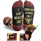 HAPPYPOP Highland Cow Gifts for Women - Cow Lover Socks Men, Scottish Highlands Gifts for Teen Girls Boys