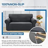 XINEAGE 3 Seater High Stretch Jacquard Slipcover Dark Gray view 5