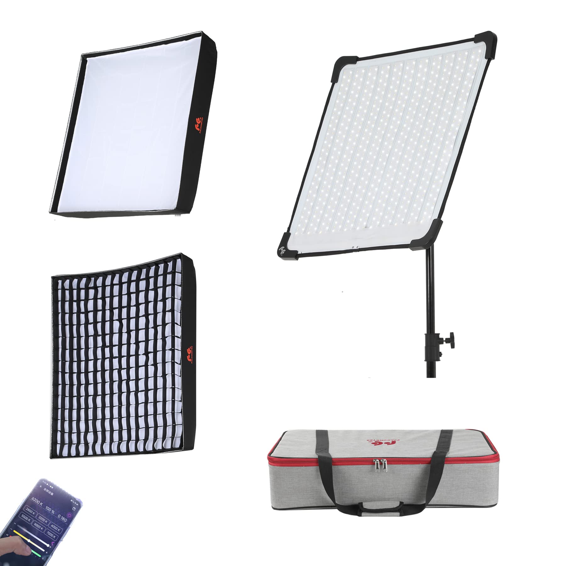 Falcon Eyes RX-24TDX III Flexible LED Video Continuous Light 200W Bi-Color 3000K-5600K IPX8 Waterproof with Honeycomb Grid Softbox Built-in APP Control 9 Scene Effect Mode Upgraded 24TDX II