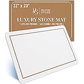 Stone Bath Mat Large, 32" x 20" – Super Absorbent Stone Bath Mats for Bathroom, Quick-Drying Diatomaceous Earth Bath Mat Large XL, Modern Diatomite Mat Easy to Clean, White Sandstone Tan