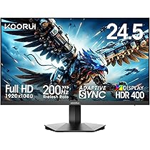 KOORUI 25 Inch 200Hz Gaming Monitor, Full HD Fast IPS Monitor
