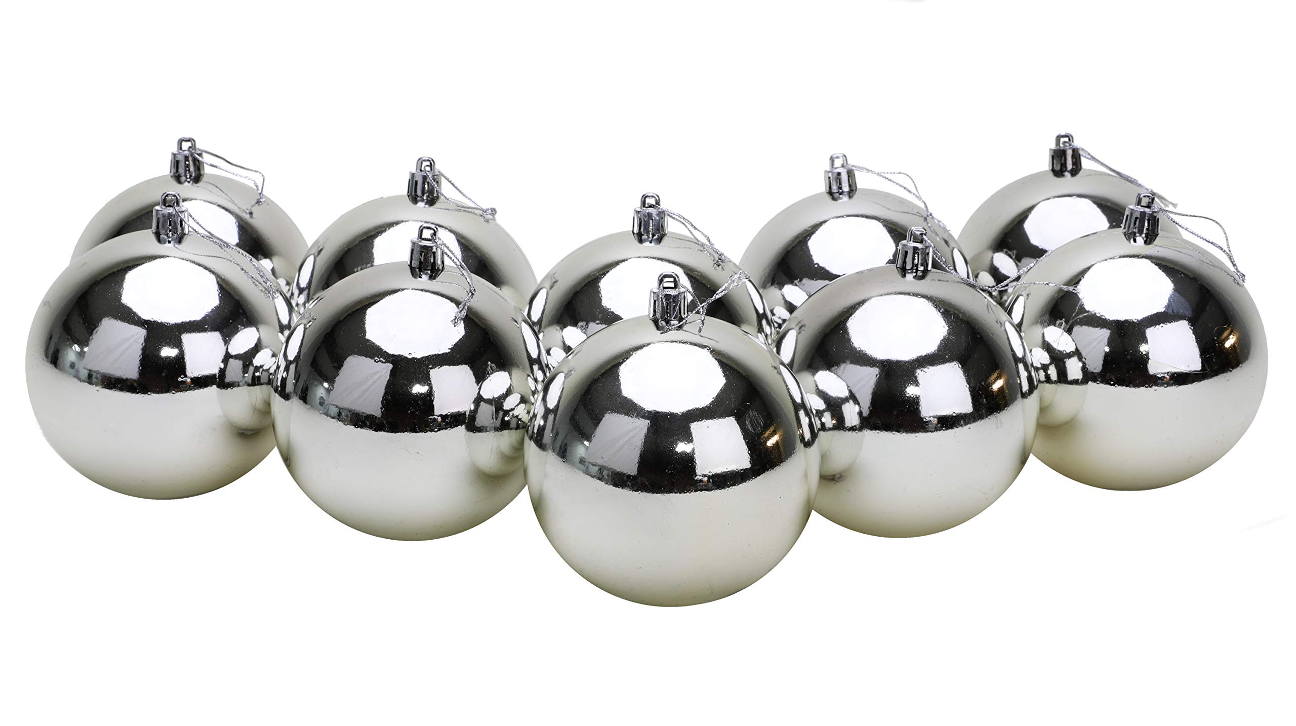 Toyland® 10 Extra Large 100mm Colour Christmas Baubles - Christmas Tree Decorations (Silver)