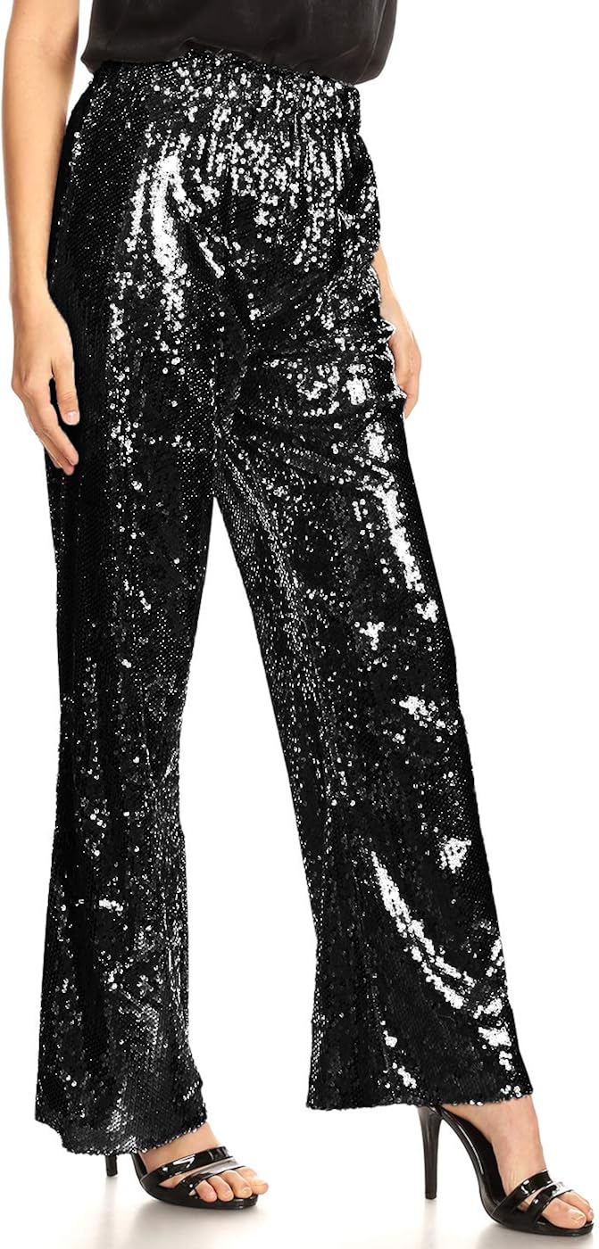 black sparkly flares