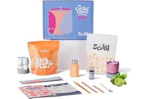 Sculpd Candle Making Pottery Kit for Adults with Air Dry Clay and Acrylic Paint Set, Non-Toxic Eco Soy Wax, Scented Fragrance Oil, Candle Glaze, Tools & Guide, 1 Candle, Basil Citrus