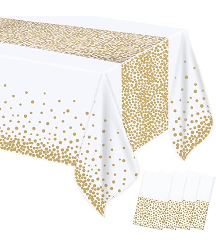 Nappes Jetables Noir Et Or - Lot De 10 | 137x274cm | Pois Dorés Pour Fête, Mariage, Noël