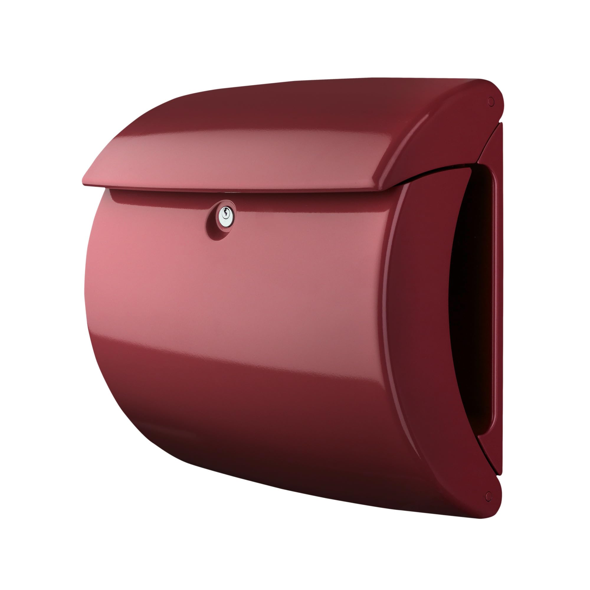 BURG-WÄCHTER Letterbox with Newspaper Compartment without Nameplate, Plastic, A4 Size Letter Slot, 2 Keys, Piano 886 M, Dark Red