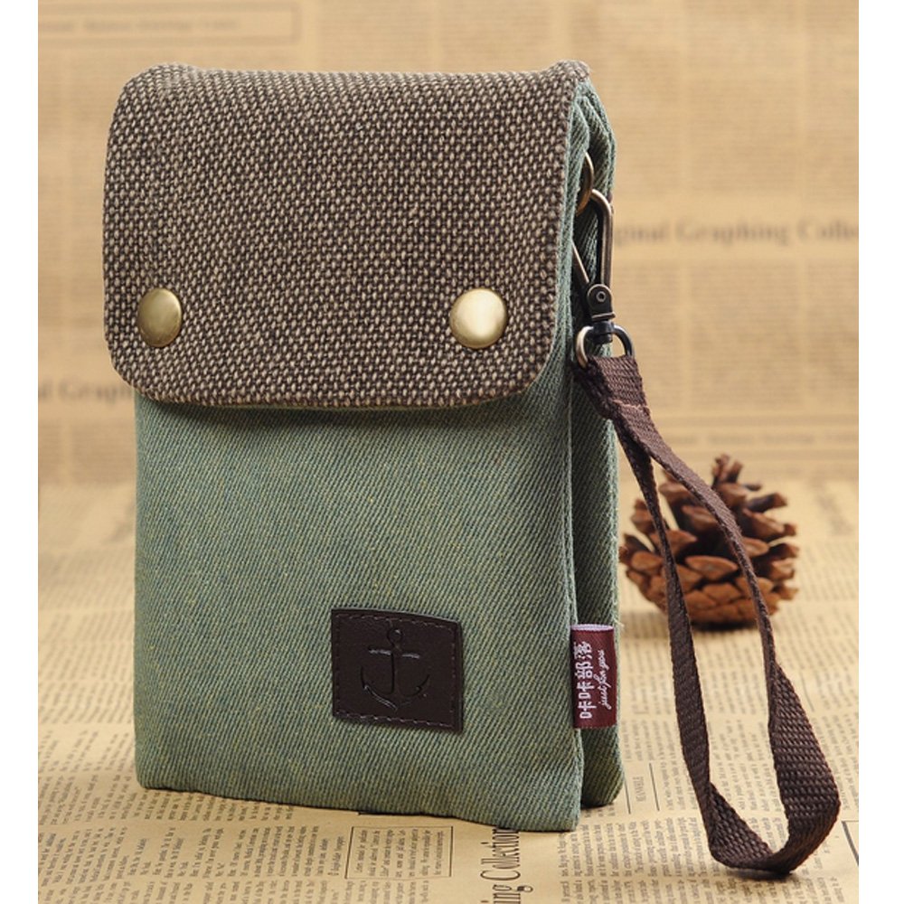 S.LOVE Heavy-Duty Canvas Change Purse Short Women Wallet Mini Crossbody Bag for iPhone 6/6S Plus Galaxy Note Series