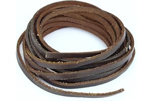 LolliBeads (TM) 5mm Flat Genuine Leather Cord Braiding String Dark Brown Espresso (2 Yards)