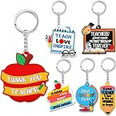 Zomiboo 6 Pcs Teacher Keychain Bulk Christmas Teacher Appreciation Gifts in Bulk Cute Keyring Supplies Thank You Gifts