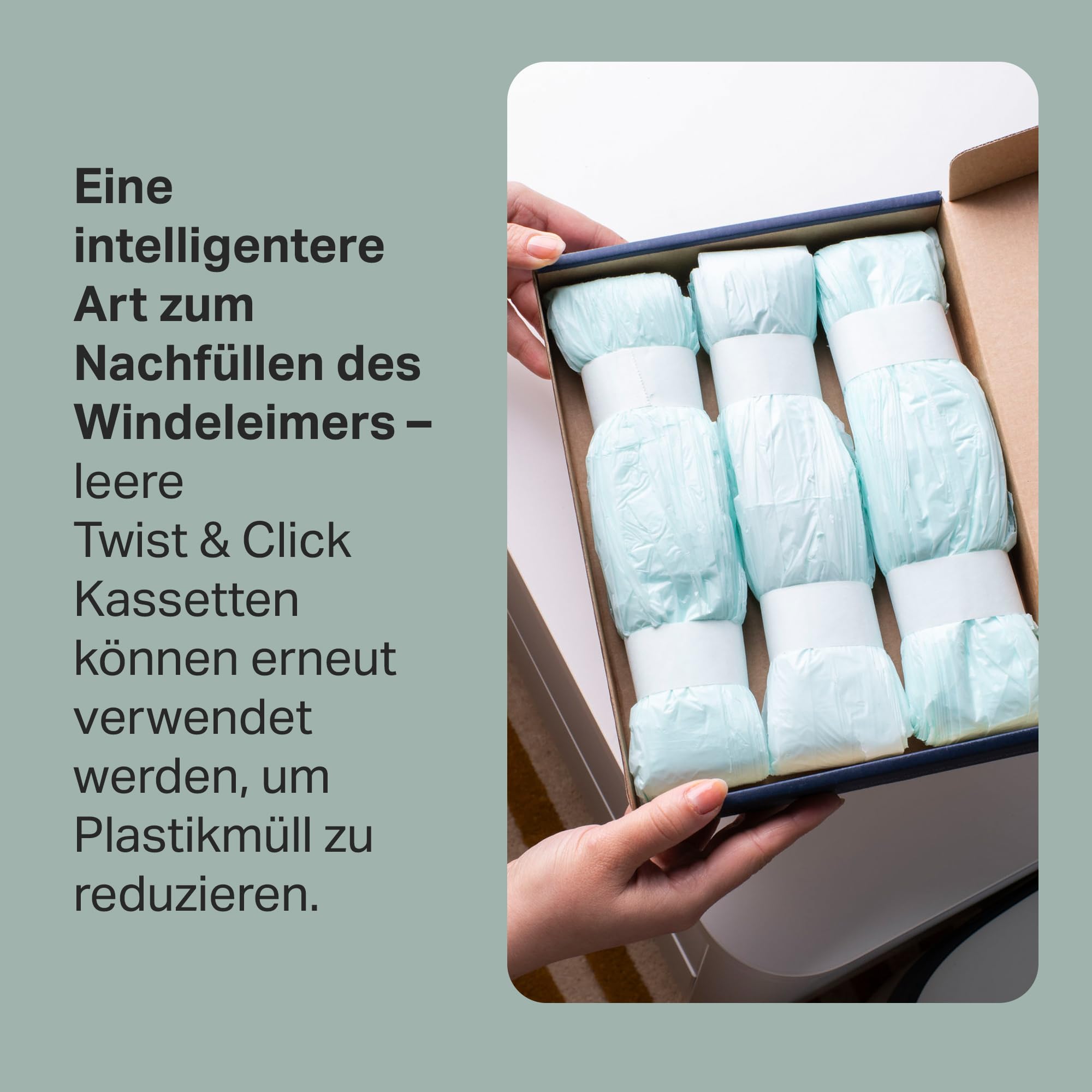 Tommee Tippee Twist & Click Nachfüllfolie für Windeleimer, 3er-Pack, je 10,5 m, mehrlagige antibakterielle* Folie, passend für Twist & Click Kassette, 3 x 10,5 m 3