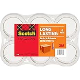 Scotch Long Lasting Storage Packing Tape Rolls, Clear, Storage Tape Withstands Extreme Temperatures, 1.88 in x 54.6 yd, 6 Ref