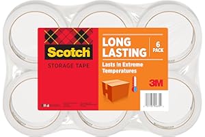 Scotch Long Lasting Storage Packing Tape Rolls, Clear, Storage Tape Withstands Extreme Temperatures, 1.88 in x 54.6 yd, 6 Refill Rolls